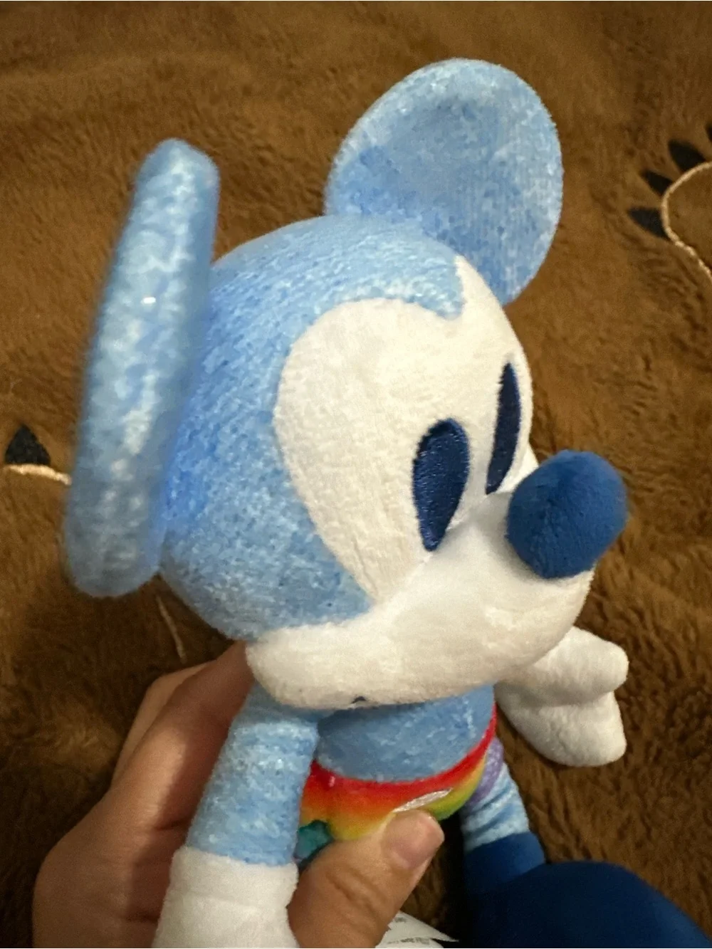 Disney Blue Mickey Plush with Rainbow Shorts